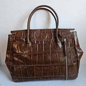 Kate Laundry Elegant Brown Leather Tote Handbag